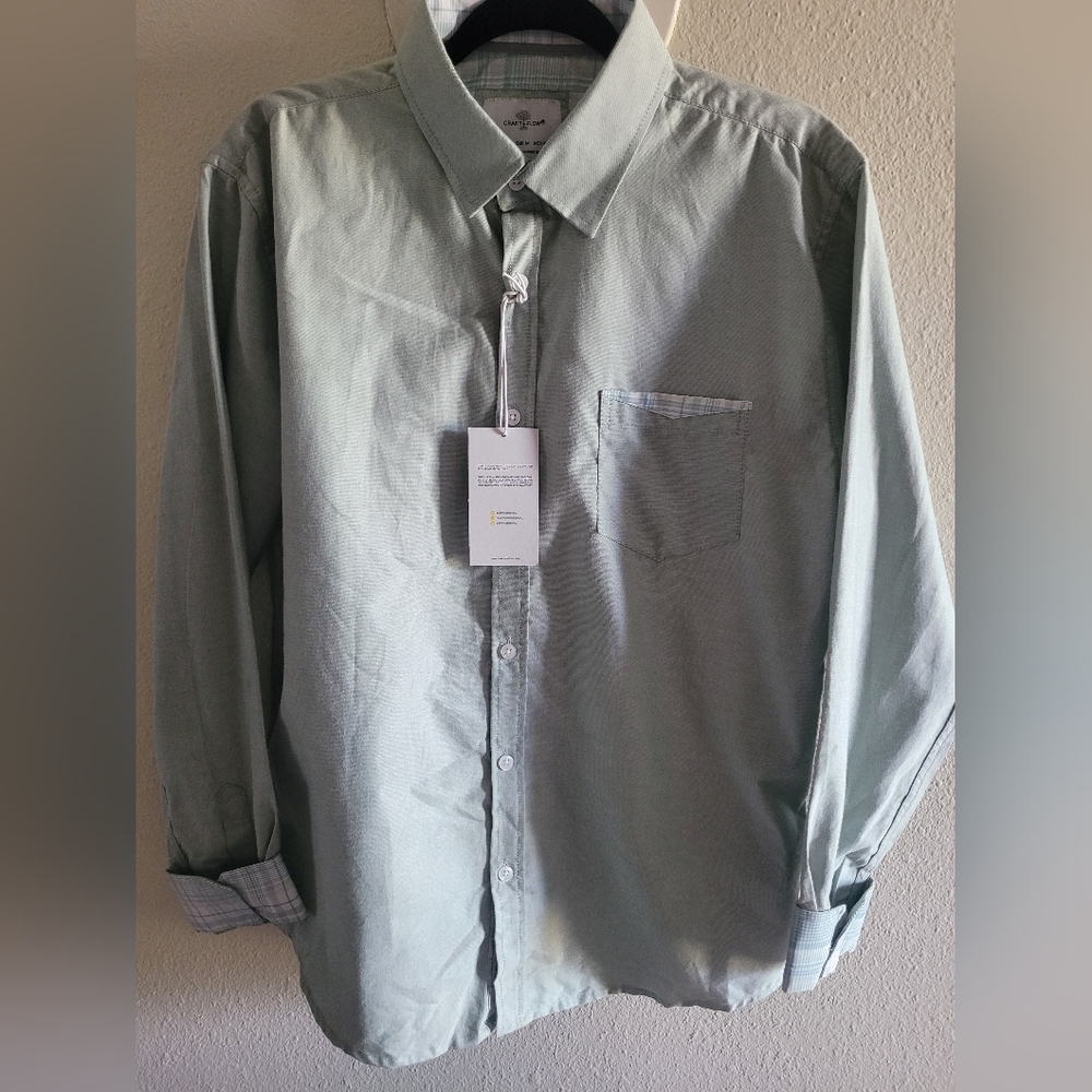 Craft + Flow Light Green Plaid Cuffs M 16 New